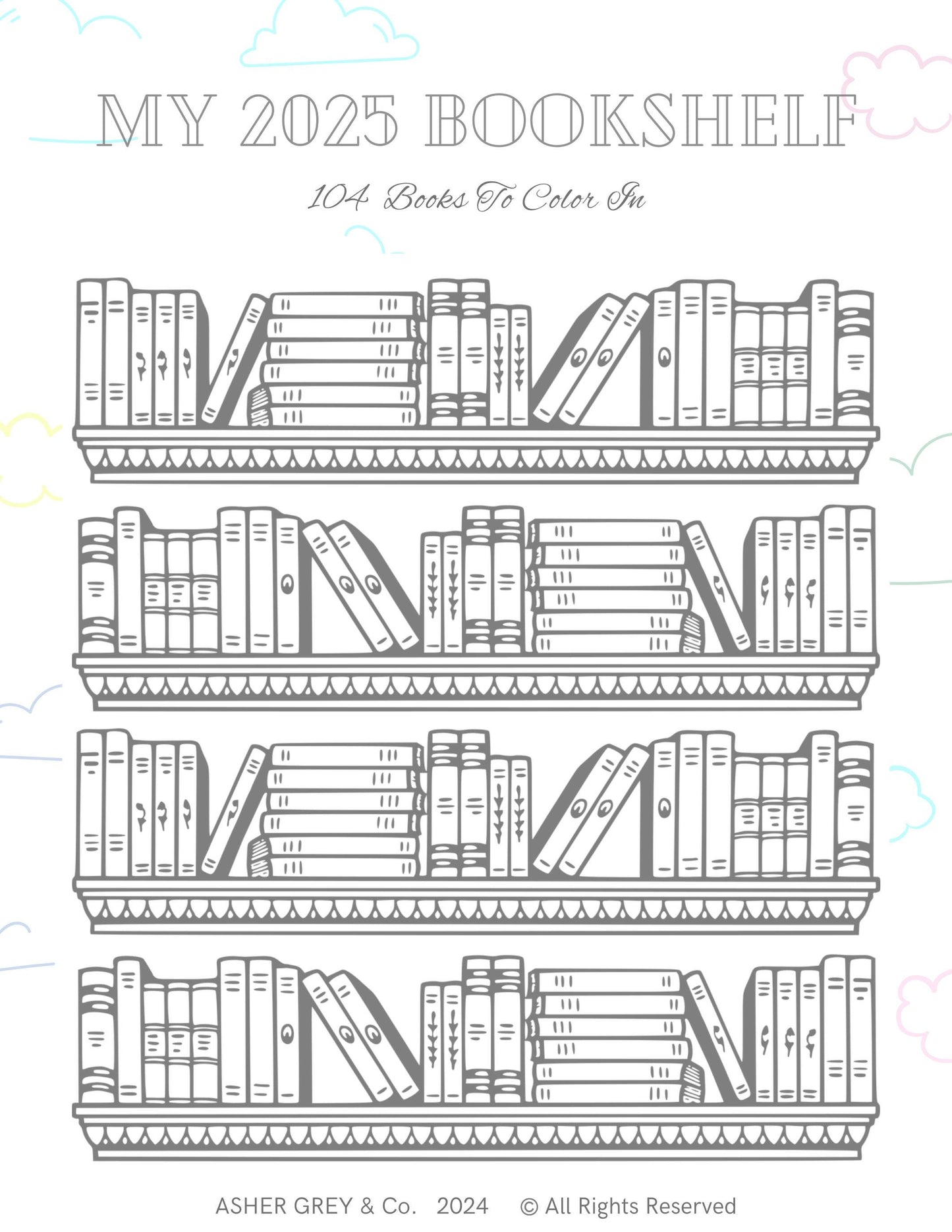 Digital Bookshelf | GoodNotes | Notability | 104 Books To Color In