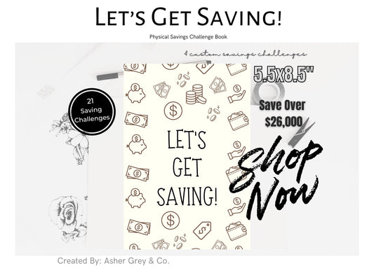 Let’s Get Saving! | Physical Savings Challenge Book | 21 Challenges | Save Over 26,000
