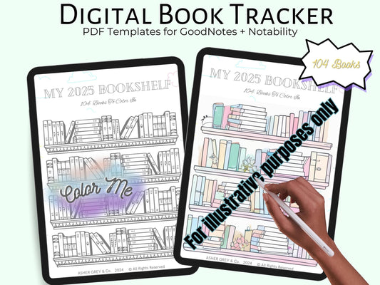 Digital Bookshelf | GoodNotes | Notability | 104 Books To Color In